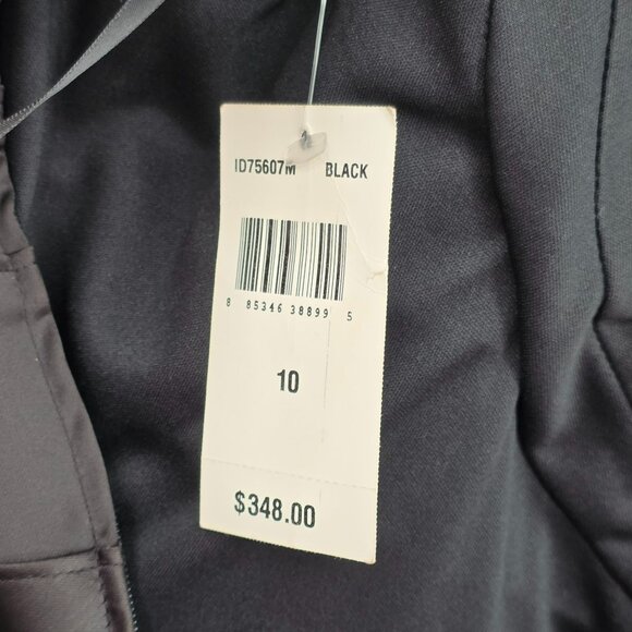 Tadashi Shoji Cocktail Sheath Dress 10 Black Beaded Lace Sweetheart Satin New - Picture 9 of 15